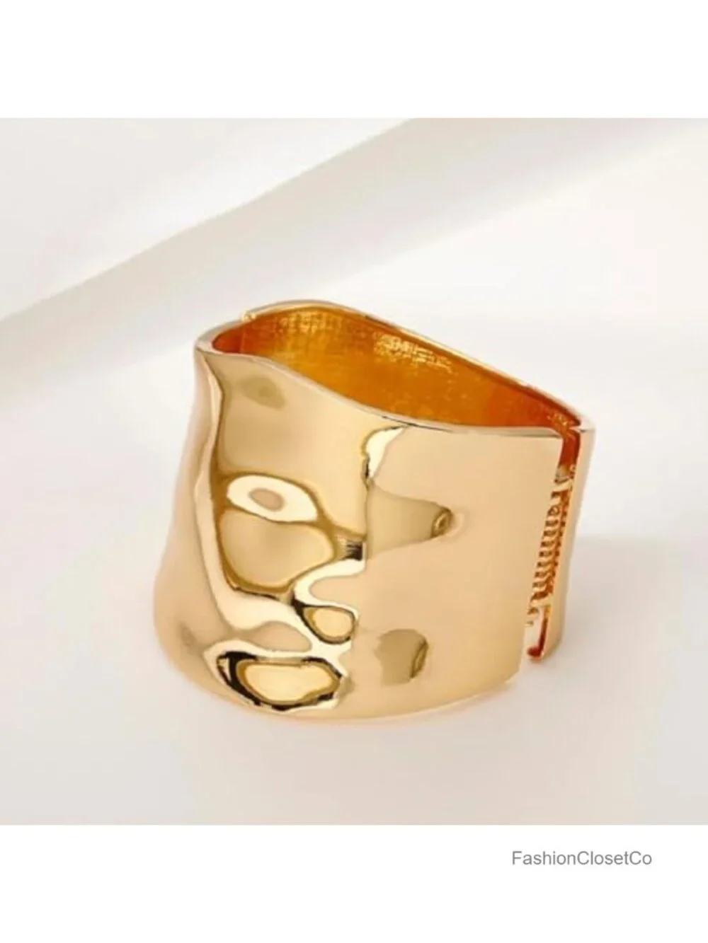 Chunky Silver Cuff Bracelet Open Wave Metal Statement Jewelry